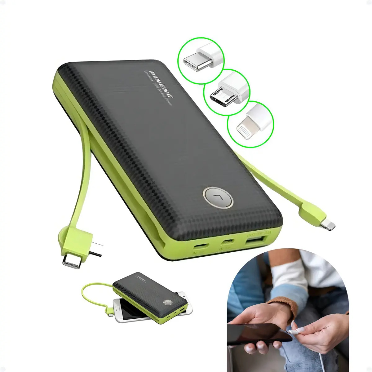 Power Bank 20.000mah Carregador Turbo Portátil Celular Cor Preto