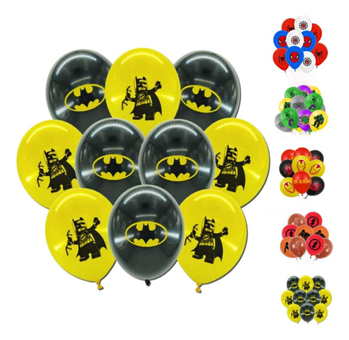 Set 12 Globos De Latex  Personajes Superheroes A Elegir