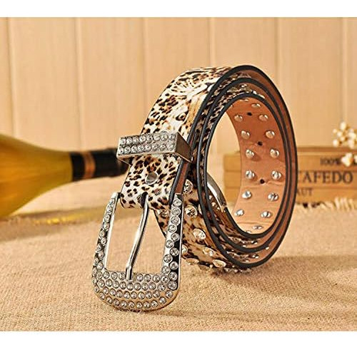 Cinturones De Cuero Pu Con Estampado De Leopardo Para Mujer,