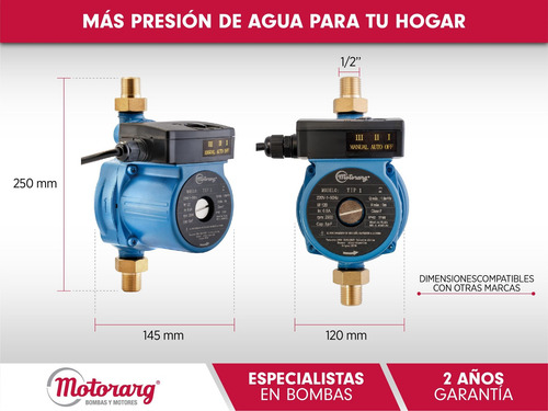 Imagen 5 de 10 de Bomba Presurizadora 2 Baños Motorarg Tip2 270 Watts
