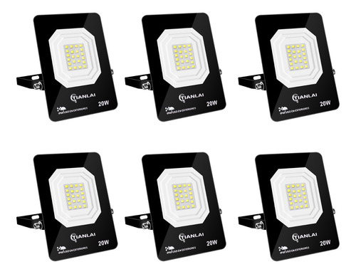 Reflector Led Slim 20w/200w Ip66 Ultra Delgado Tl 6 Piezas