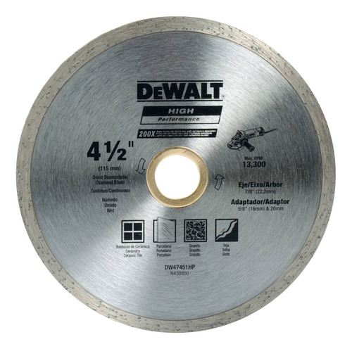 Disco Diamantado 4.1/2'' Continuo Dewalt Dw47451hp