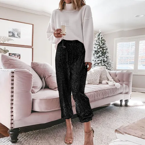 Pantalones de lentejuelas largos sale