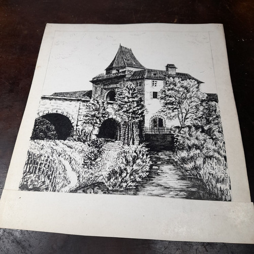 Imagem 2 de 8 de Pintura Desenho Nanquim Bico De Pena Antigo Sem Moldura