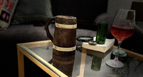 Taza De Cerveza De Madera Rústica Hecha A Mano 270 Ml