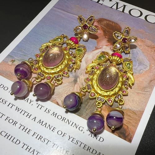 Elegantes Pendientes Colgantes Franceses Vintage Con Flores