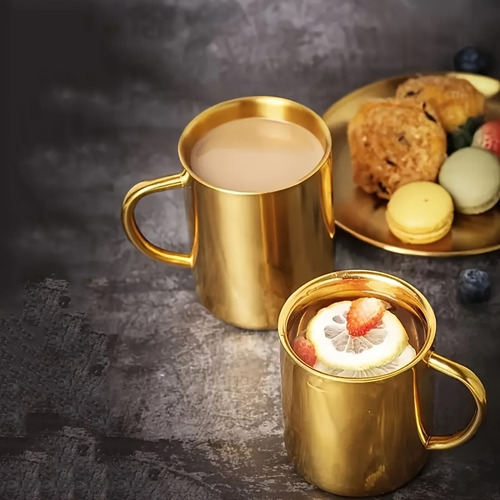 1pc Taza De Acero Inoxidable 304 Con Baño De Cobre, Taza De