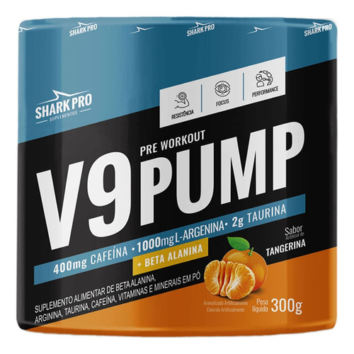 V9-pump Pre Workout - 300g Tangerina - Shark Pro