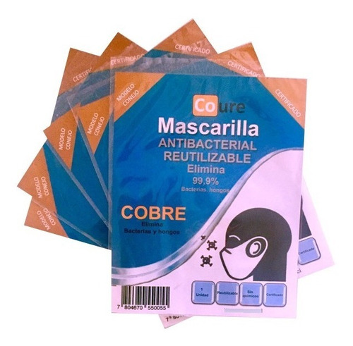 Mascarillas De Cobre Reutilizable (pack 5 Unidades)