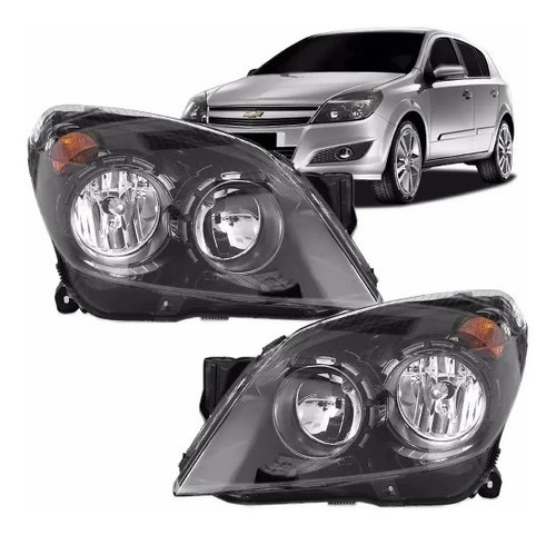 Par Farol Vectra Hatch Gt Gtx 2010 2011 2012 Máscara Negra