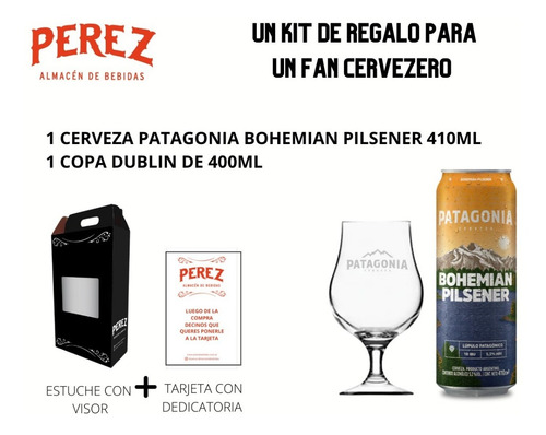 Patagonia Bohemian Pilsener 410ml + Copa - Pérez Tienda -