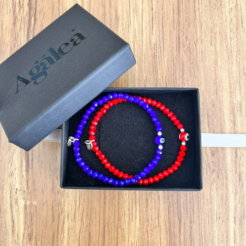 Imagen 3 de 9 de 2 Pulsera Ojo Turco Cristal Plata 925 Varios Colores Agálea