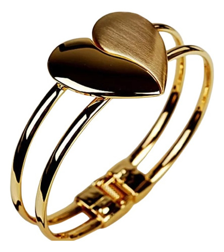Pulseira Bracelete Folheado Ouro Coração Lindo Comprimento 22 Cm Diâmetro 6 Cm