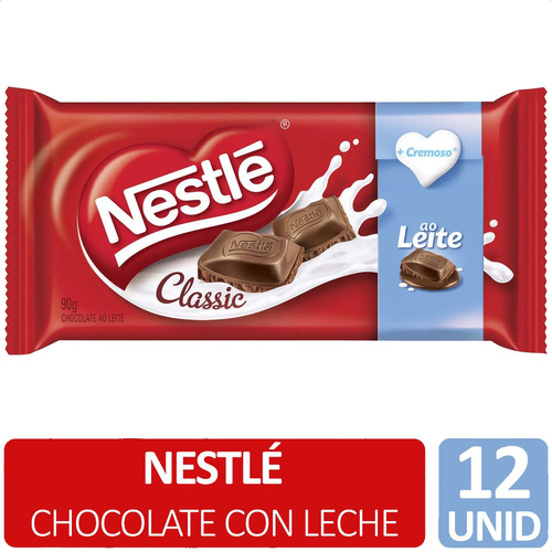 Imagen 1 de 5 de Chocolate Nestle Classic Con Leche Cremoso - Pack X12 Unid