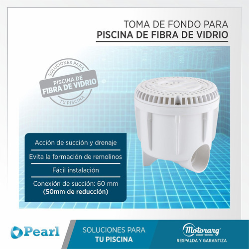 Toma De Fondo Fibra De Vidrio Pearl Boca 50 Mm Color Blanco