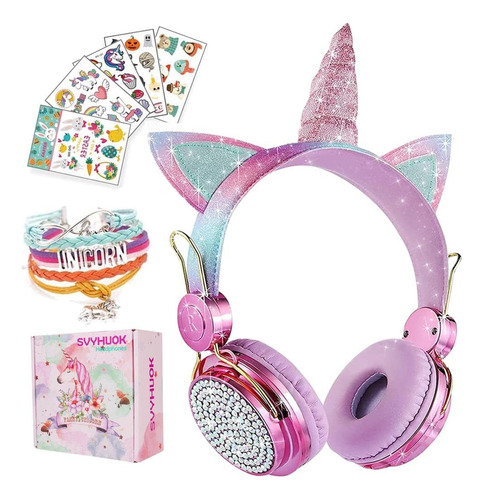 Svyhuok Unicorn - Auriculares Bluetooth Para Niñas, Auricu.