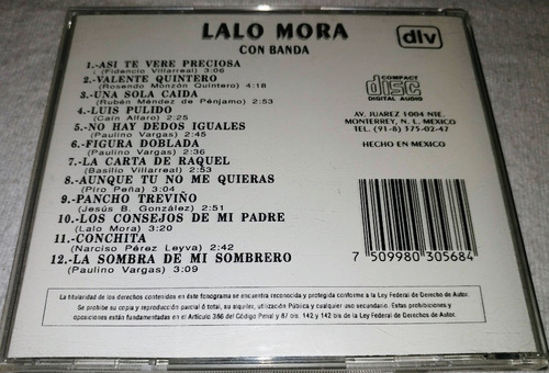 Cd Lalo Mora / Canciones Y Corridos De Alto Rango | MercadoLibre