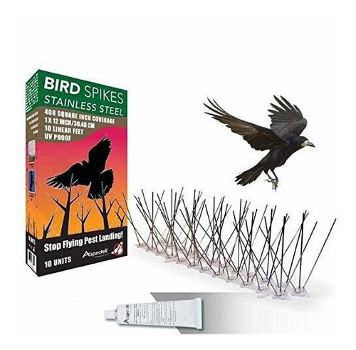 Repelente De Plagas - Acero Inoxidable Bird Spikes 10 Pies (