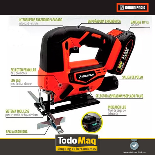 Sierra Caladora A Bateria 18v 65mm Pendular Dowen Pagio 3170