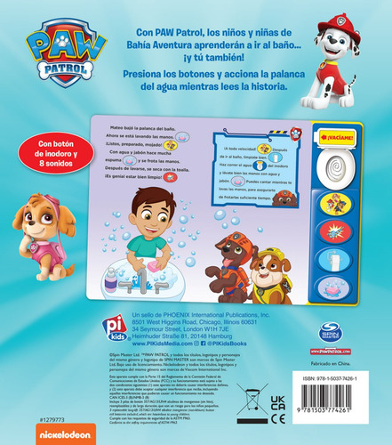 Al Baño Con Paw Patrol, de Varios. Nickelodeon Paw Patrol Editorial Phoenix international, tapa dura en español, 2024