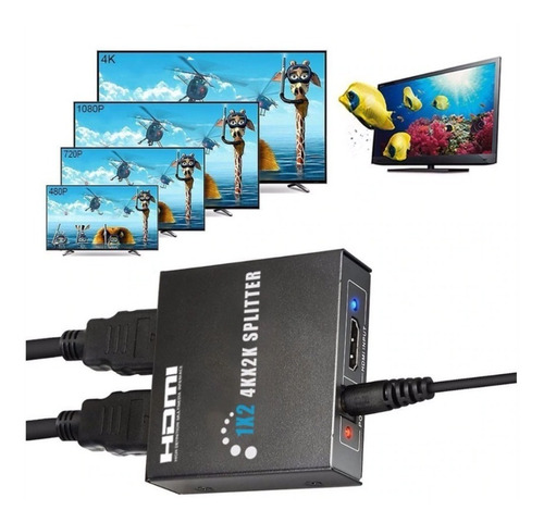 Imagen 4 de 6 de Multiplicador Splitter Hdmi, 1 Entrada X 2 Salidas, 1080 1x2