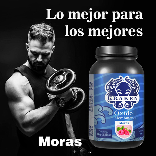 Óxido Nítrico + Clembu 1kg Pre Entreno Kraken 200 Servs Moras