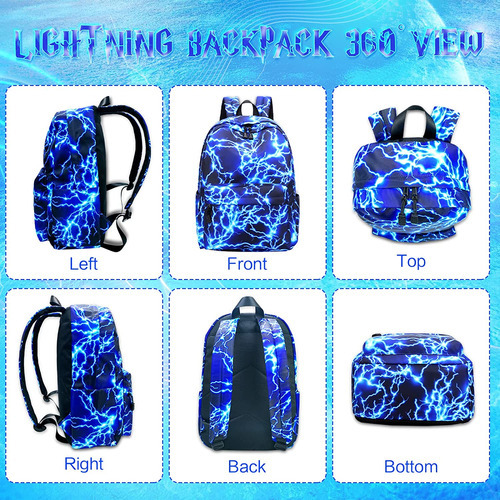 Mochila Para Laptop De Material Impermiable- Azul Relampago Color mochila azul