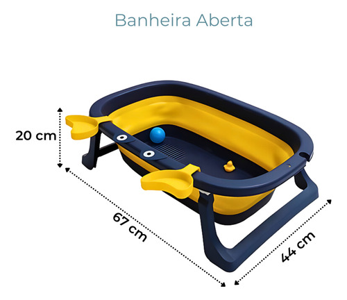 Banheira Infantil Dobrável Com Rede De Segurança E Proteção Cor Amarelo Crab