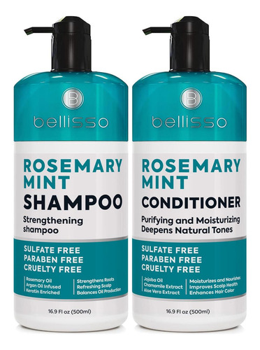 Conjunto De Shampoo E Condicionador Com Óleo De Alecrim E Me