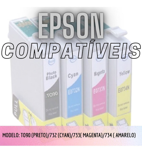 Epson C92/cx5600 Compatíveis To90/732/733/734 (4 Cartuchos)