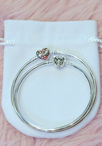 Pulsera Dupe Para Charms Bañado En Plata S925 Tipo Pandora Spider 18 Cm