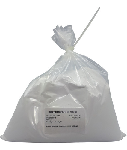 Imagen 2 de 2 de Tripolifosfato De Sodio Fg Premium X 1 Kg Quimicaxquimicos