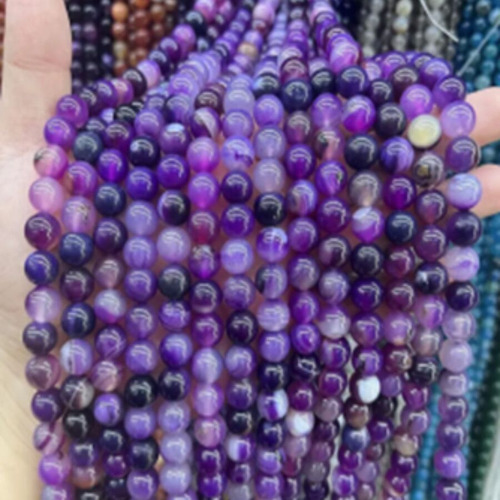 Tira Piedra Bolita 4mm - Purple Agate