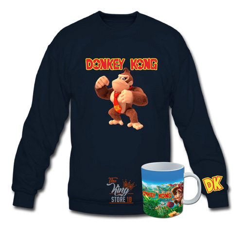 Poleron Cuello Polo + Taza, Donkey Kong, Nintendo, Juego Clasico, Arcade, Fans, Xxl