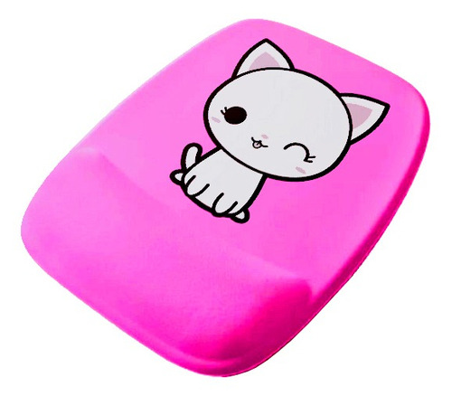 Mouse Pad Ergonomico Gato Branco Kawaii Olhinhos Lindo Desenho impresso Fnatic