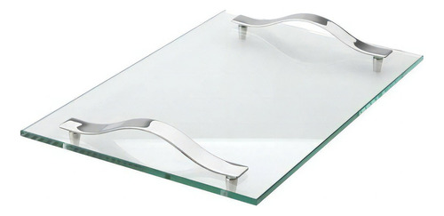 Bandeja De Vidro Slim 40x25 Cm Transparente Forma Inox