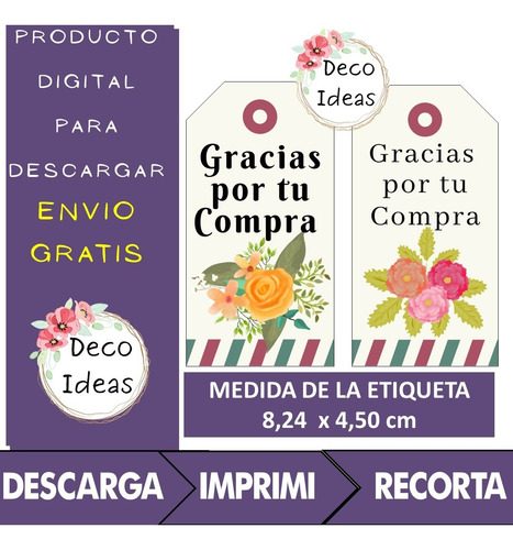 Imagen 3 de 5 de Imprimible Pdf Gracias Por Tu Compra Tag Emprendedores 002