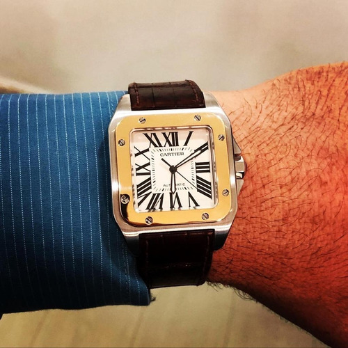 Cartier Santos 100 Xl Ouro & Aço Novíssimo