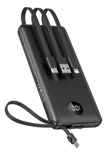 Power Bank Cables Integrados Cargador Portátil 10000ma 5 Out