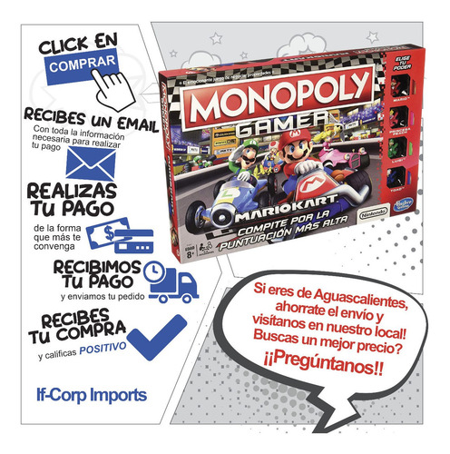 Juego De Mesa Monopoly Mario Kart Hasbro Mario Bros (Usado)