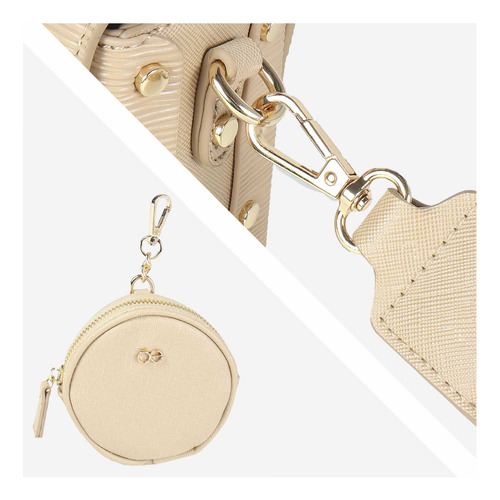 Bolsa Briefcase Cloe Para Mujer Charol Con Broche Giratorio Color Beige