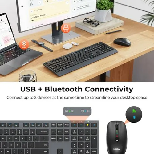 Combo Teclado Y Mouse Bluetooth Recargable Slim Para Pc Y Ta