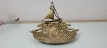 Comprar Tintero Escribania Antigua Bronce Macizo Náutico Sello Copa