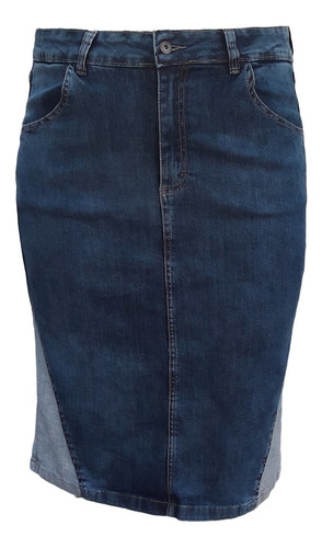 Saia Jeans Midi Nesgas Laterais Evangélica Plus Size 48 A 60