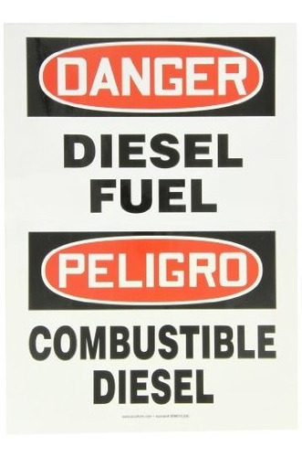 Cartel Bilingüe Vinílico  Peligro Combustible Diesel 