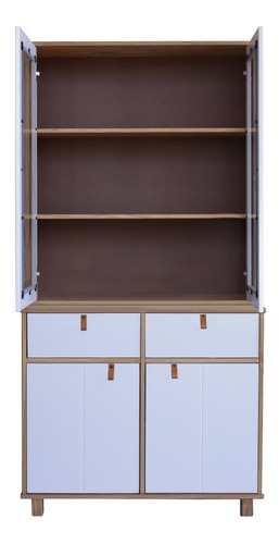 Cristalero Modular Vitrina Estantería Madera Maciza Alacena Color Blanco