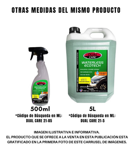 Imagen 2 de 10 de Limpiador Waterless Ecotech Apto Acrilico Para Autos 5l