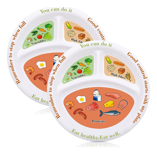 2 Platos De Control De Porciones, Plato De Dieta Macro, Cont