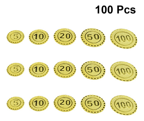100pcs Monedas De Oro Moneda De Plástico Juguete Juego Acces 