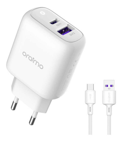 Cargador Powercube 3 + Cable Tipo Usb-c Oraimo Color Blanco